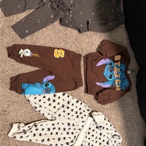 Carter's Gray Bodysuit and Pants Set, Stitch set, & soft white/black set